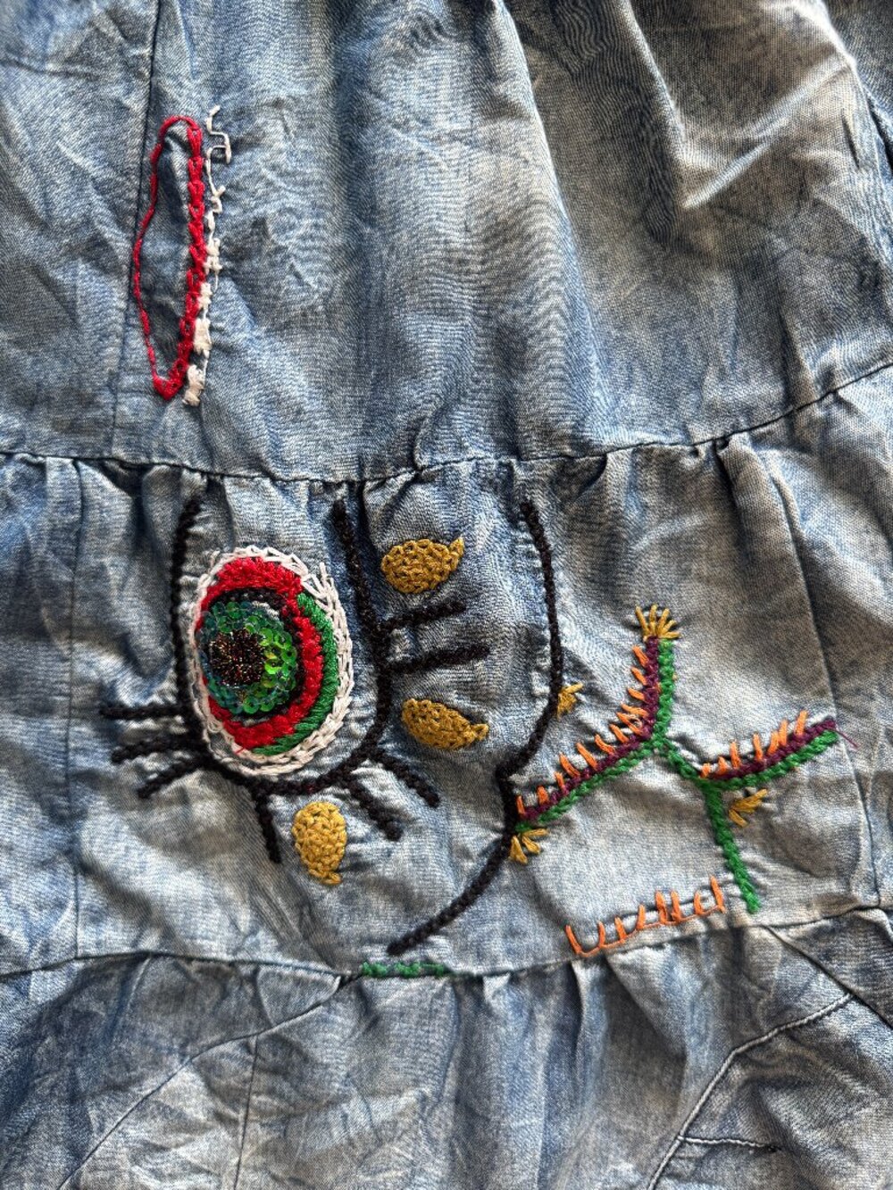 Desigual Embroidered Patchwork Babydoll Mini Dress | EU 38 - Picture 6 of 12